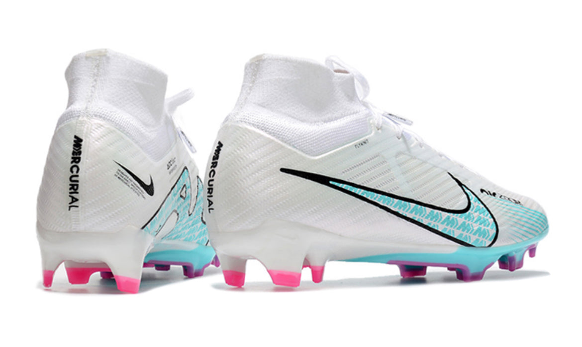Botas de Nike Air Zoom Mercurial Superfly 9 Elite FG Blanco y Azul