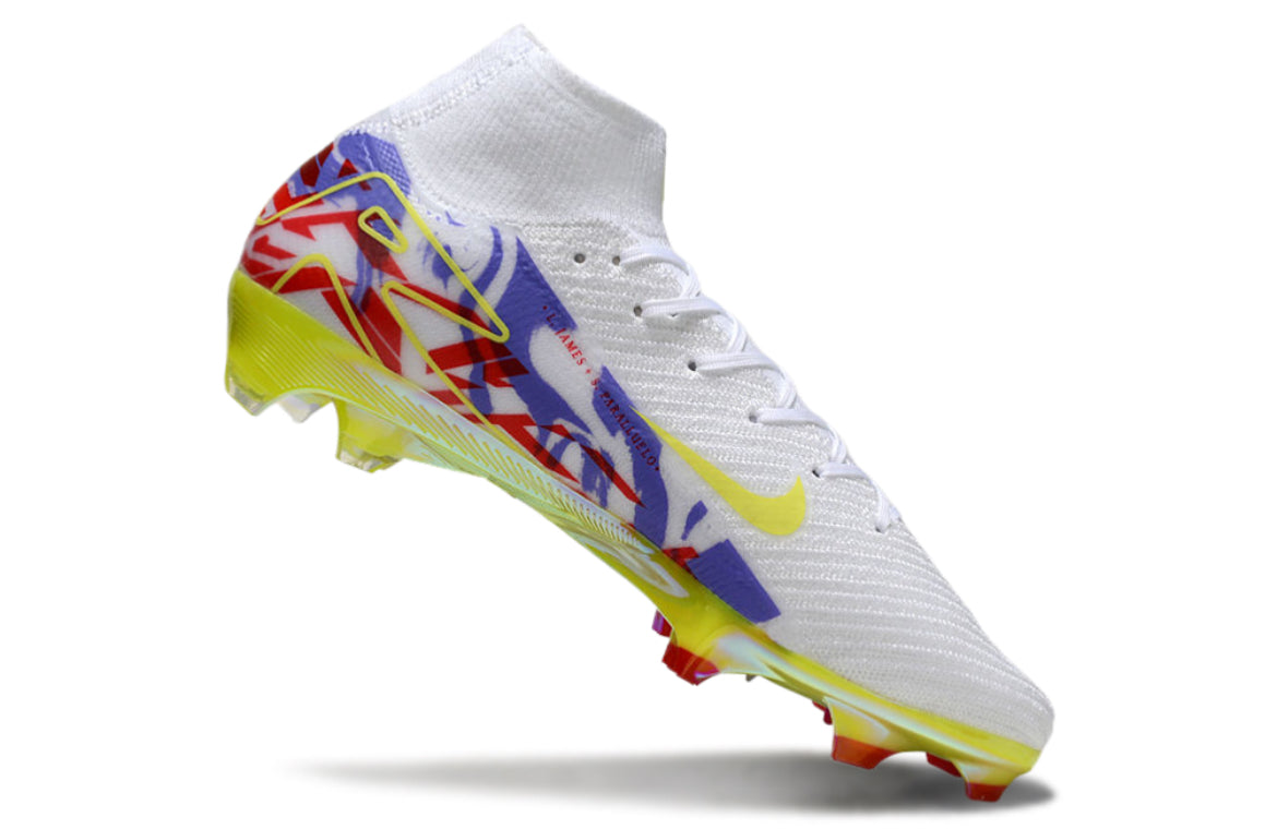 Bota de fútbol Nike Air Zoom Mercurial 10 FG de color blanco/morado/rojo y verde