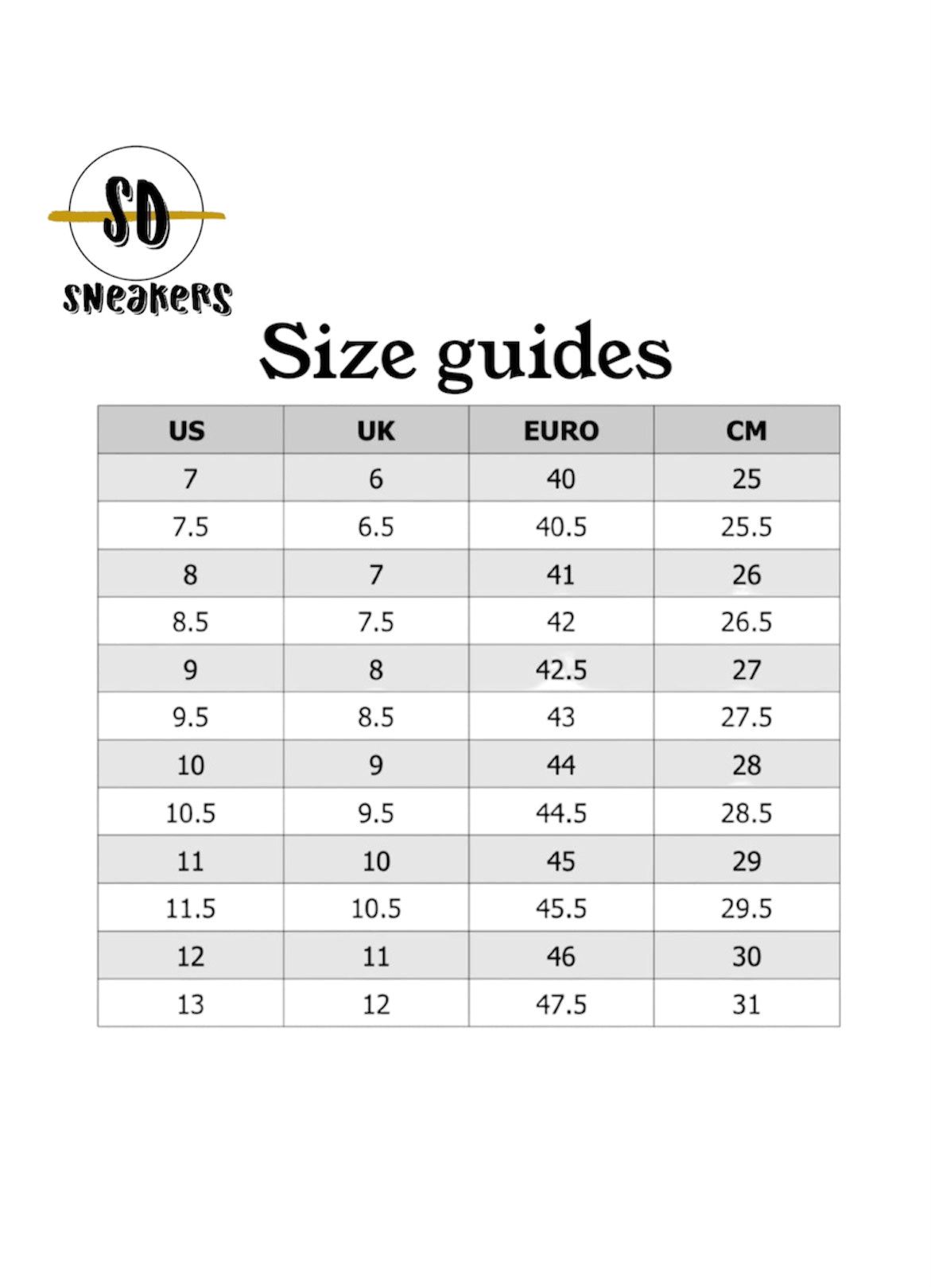 Size guides